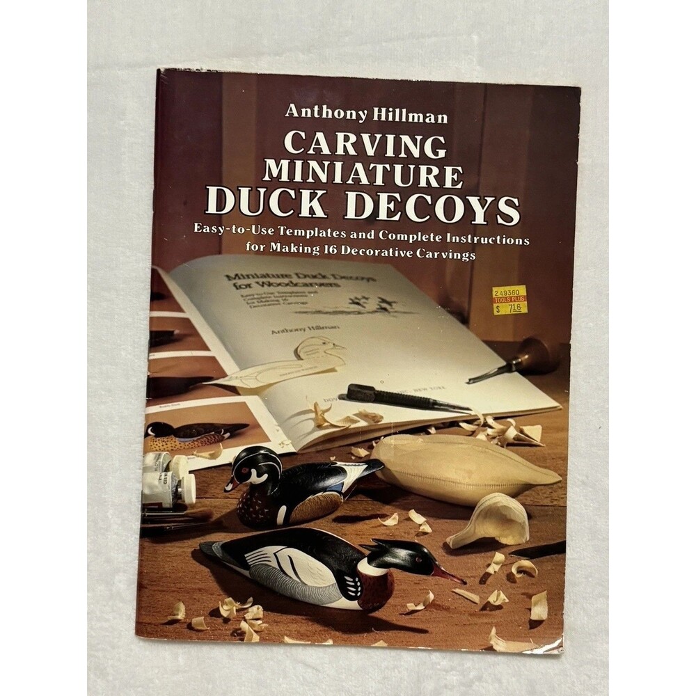Carving Miniature Duck Decoys Anthony Hillman Paperback 1985 Pattern Book